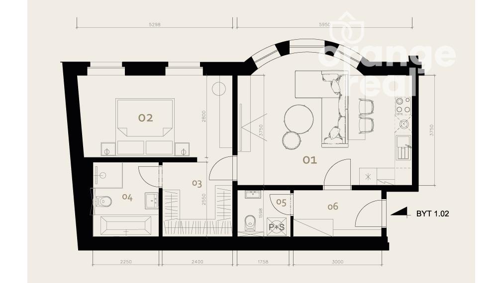 Priestranný 2-izbový byt v historickej budove na Moyzesovej ulici