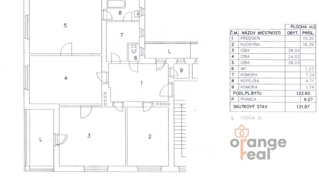 Tehlový 4-izbový byt pri centre mesta, 123 m2